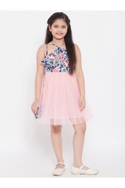 Printed Ruffled Halter Neck A-Line Dress