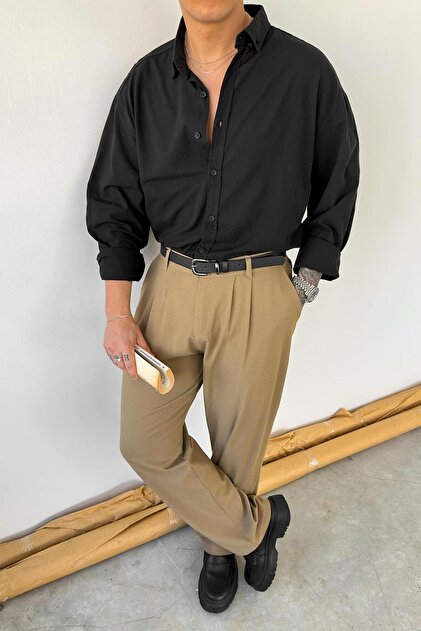 Black Oversize Fresh Linen Shirt