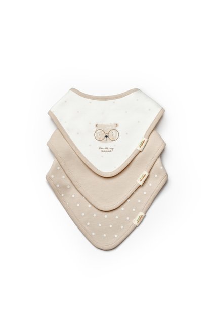 Set de 3 bavete pentru nou nascut, 100% bumbac organic, TeddyBear, BabyCosy