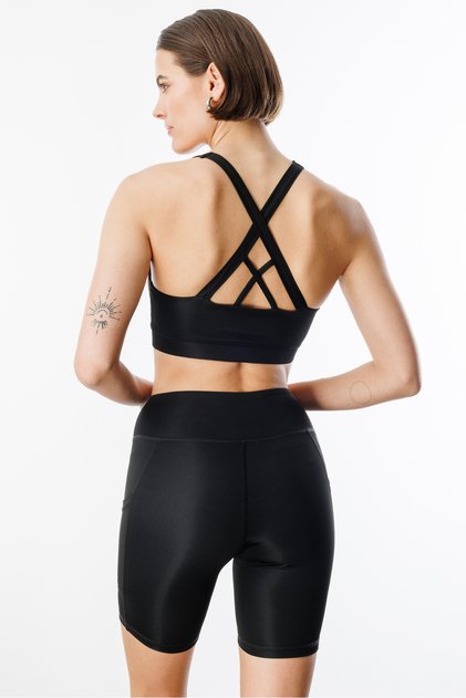 Light Supported Back Detailed Covered Sports Bra Cross-Athletic