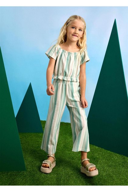 Girl's Striped Top and Bottom Set Mint 3560