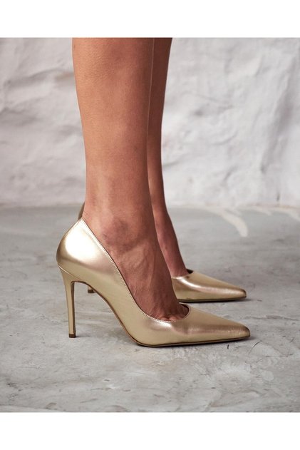 10 Cm Gold Deri̇ Sti̇letto
