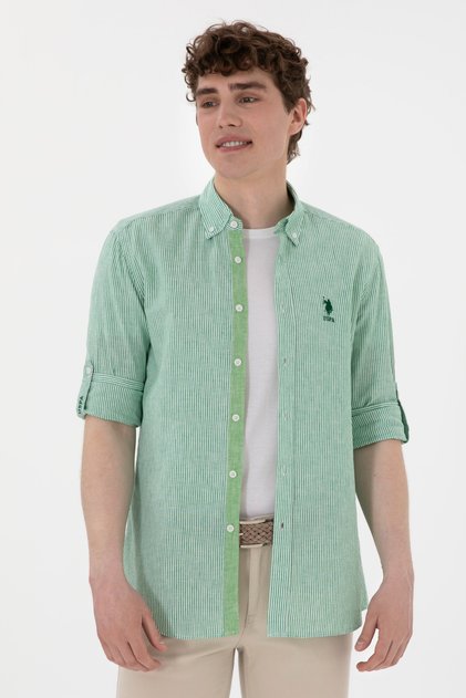 Men's Green Long Sleeve Shirt 50299807 -Vr054