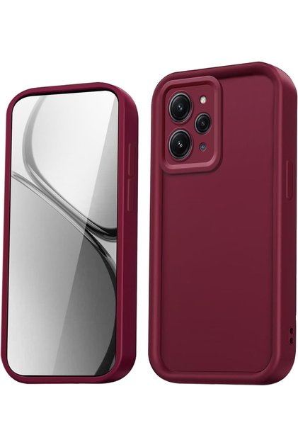 Redmi 13 4g Case with Camera Protection, Soft Textured, Shock Absorbing, Burgundy Silicone Cover