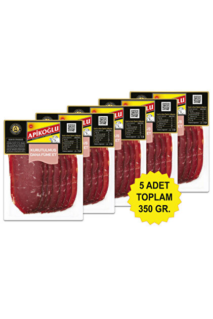 Yüksek Proteinli Kurutulmuş Dana Füme Et 70 Gr. Beşli Paket (Toplam 350 Gr.)