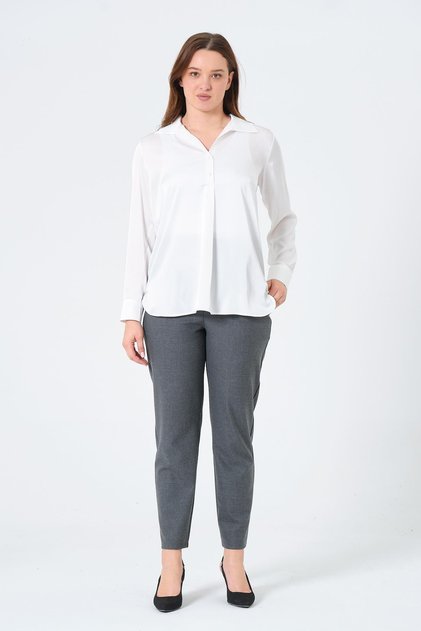Maternity Long Sleeve Satin Shirt White