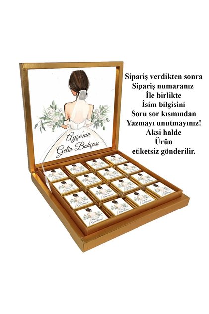Kişiye Özel Isimli Gelin Bohçası Çikolatası - 32 Adet Madlen Çikolata