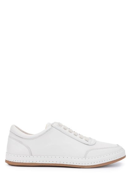 Men's Genuine Leather Beige Sneakers & Sports Shoes