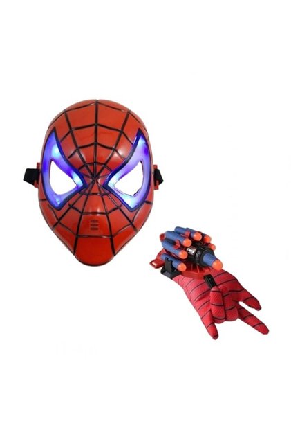 Σετ μάσκας και γαντιών SpiderMan με 7 βεντούζες σφουγγαριού, κόκκινο, τεχνολογία LED