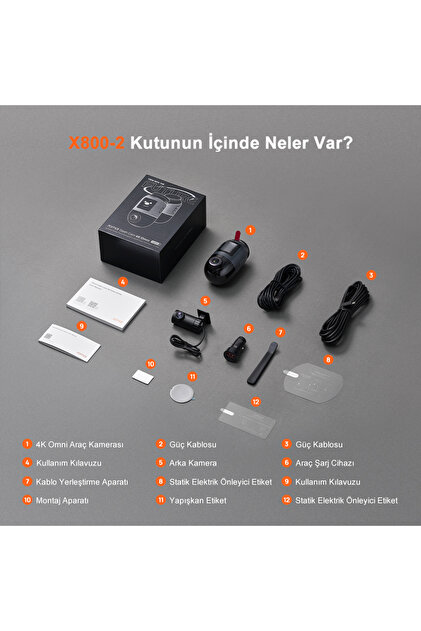 70MAİ 70mai Dash Cam Omni X800-2 Ultra HD 4K Çözünürlük Araç