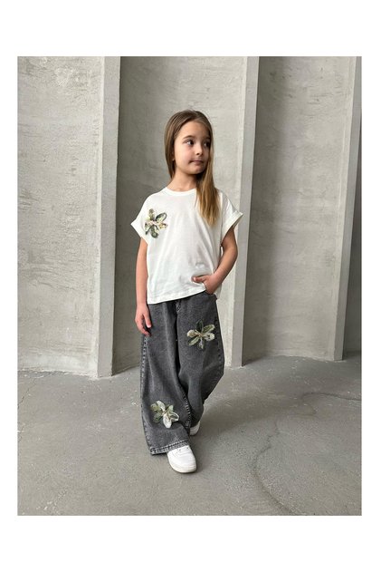 Eid Denim Pants Top and Bottom Set