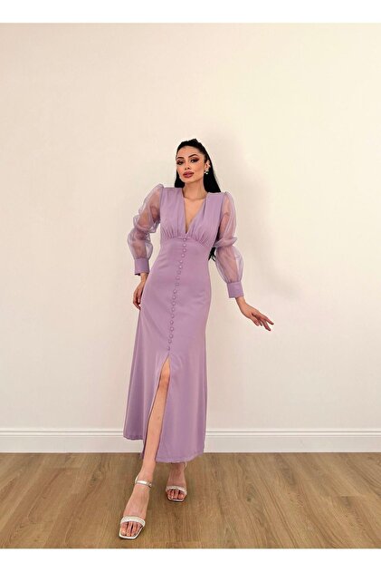 MSSCXFASHON Women's Evening Dress Tulle Transparent Sleeve Detail Front Slit Buttoned Midi Dress Evening Dress & Graduation Dress- Trendyol MSSCXFASHON Women's Evening Dress Tulle Transparent Sleeve Detail Front Slit Buttoned Midi Dress Evening Dress & Graduation Dress- Trendyol