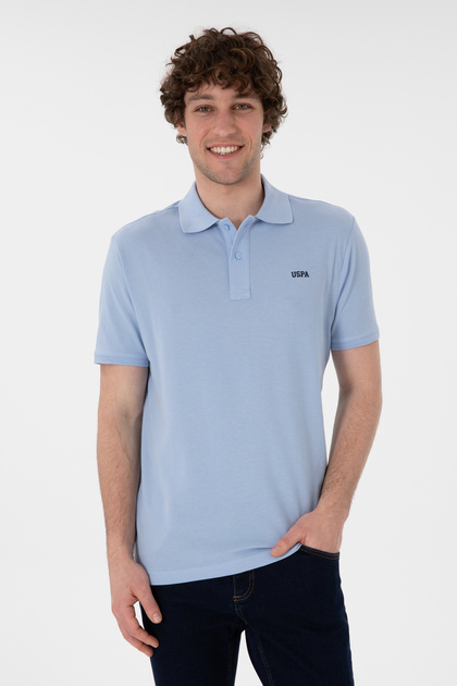 Men's Regular Fit Polo Collar Light Blue Basic T-Shirt 50306007-Vr003