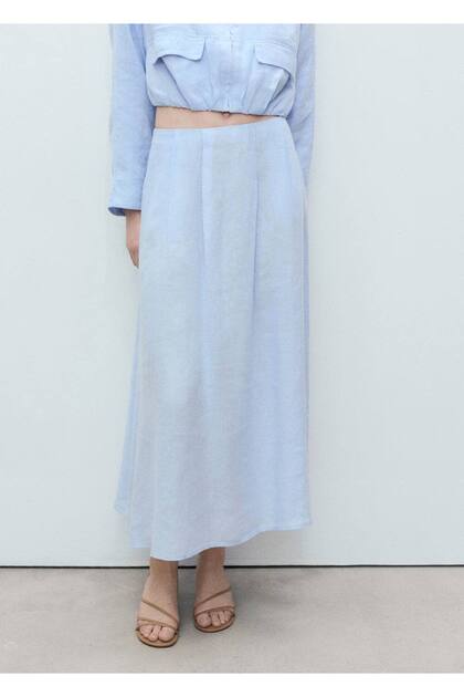 Linen Skirt with Pile Details