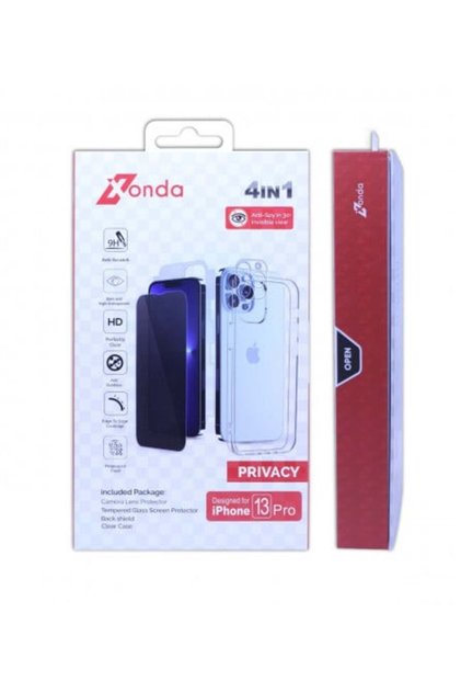 مجموعة حماية زوندا 4 في 1 غطاء شفاف + واقي شاشة وكاميرا لهاتف iPhone 13 Pro - Pri