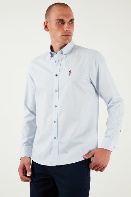 U.S. Polo 100% Cotton Slim Fit Buttoned Collar Logo Shirt Men's Shirt G081Sz0042083079