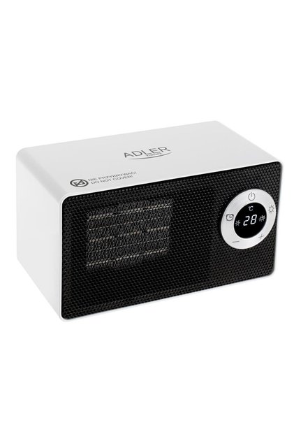 Incalzitor ceramic cu LCD Adler 7746, 1000 W, 2 trepte putere, Temporizator, Control tactil (Alb)
