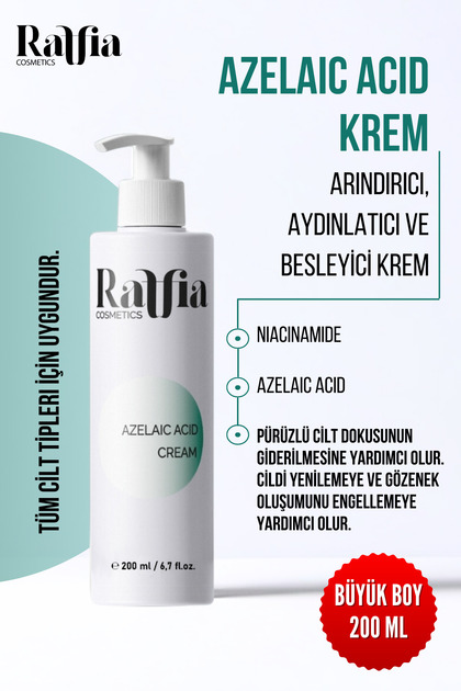 Raffia Cosmetics Azelaik Asit Krem 200 ml Yağlı ve Akneli Ciltler
