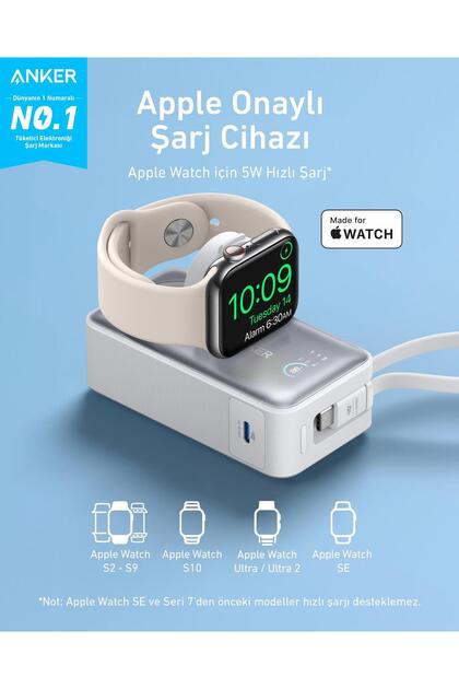 Anker Maggo Powerbank (10K, 35W, Apple Watch İçin) - Beyaz - A1657
