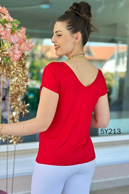 Bamboo Tshirt That Can Be Worn with Front and Back 5Y213