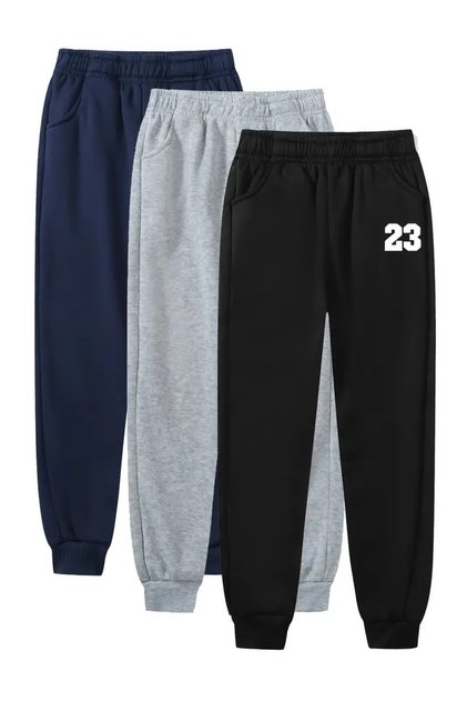 3-Piece Girls' and Boys' Printed Rubber Long Sweatpants