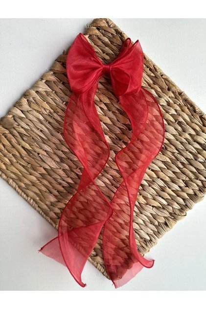Long Tulle Bow Buckle Women's Hair Accessory with Clip