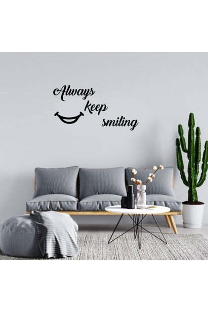 Black Handwriting Always Keep Similing Wall Lettering Sticker 60x31 cm