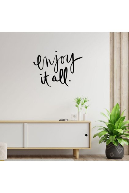 Black Handwritten Enjoy It All Writing Sticker 60x43 cm