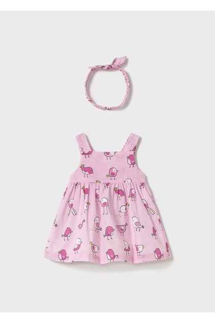 Baby Girl Bird Printed Bandana Dress