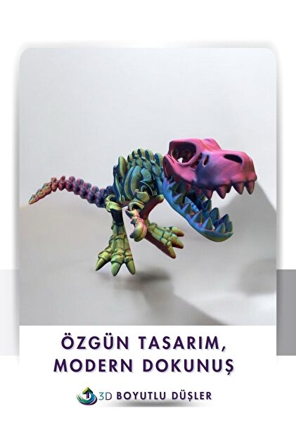 ZTE 3D BASKI 🦖 Sevimli İskelet Trex - 3D Hareketli T-Rex Dinozor