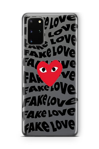 حافظة شفافة مطبوعة بتصميم الحب المزيف المتوافقة مع هاتف Galaxy S20 Plus