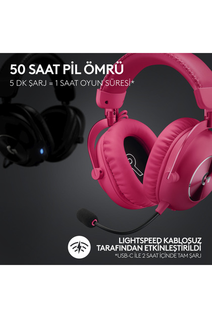 logitech G PRO X 2 LIGHTSPEED Kablosuz DTS:X Headphone 2.0 - 7.1