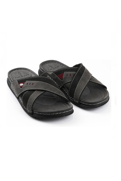11474-25 Leather Anatomical Cross Band Men's Slippers