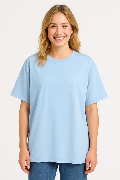 100% Cotton Women's Oversize T-Shirt Plain Color Combed Cotton Crew Neck