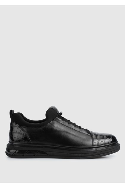Siyah Deri Erkek Sneaker