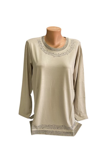 Relaxed Cut Pearl Stone Embroidered Mother Women's Combed Cotton Blouse
