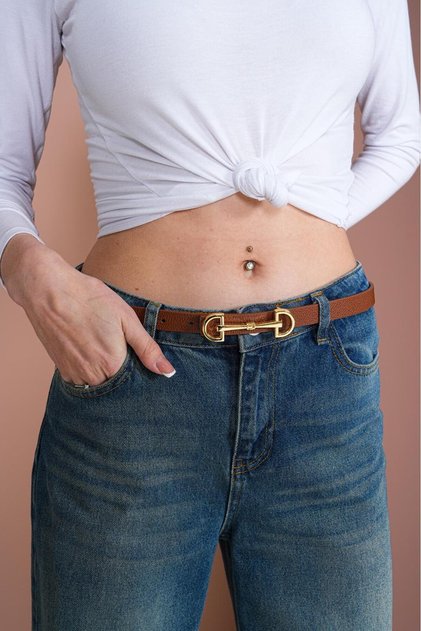 Thin Women's Belt with Long Buckle, Coat Belt, Shirt Belt, Dress Belt,Dress Belt