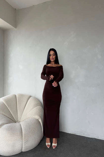 Madonna Yaka Uzun Kol Elbise