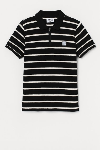 Boy's Striped Polo Neck T-Shirt