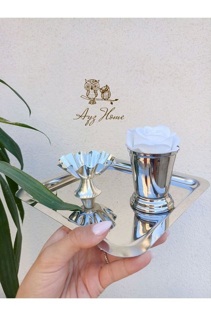 Presentation Tray 21*21/ Turkish Delight Cup/ Rose Bucket/ Velvet Rose Set -(WORD, ENGAGEMENT, DESIGN, COFFEE PRESENTATION)