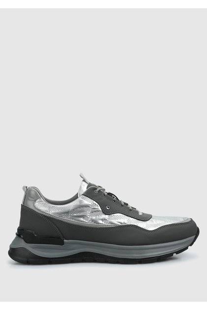 Gri Deri Erkek Sneaker