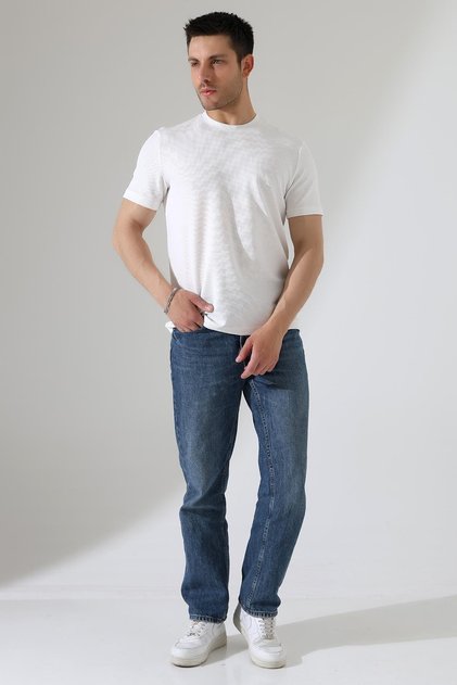 Men's Ribbed Slim Fit Crew Neck Solid Color T-Shirt