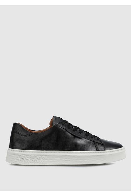 Black Leather Men's Sneakers