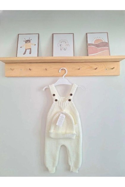 Glrb Triko Selanik Örgüsü Ekru Cepli Şapkalı Slopet Unisex 3-24 Ay 3702-e