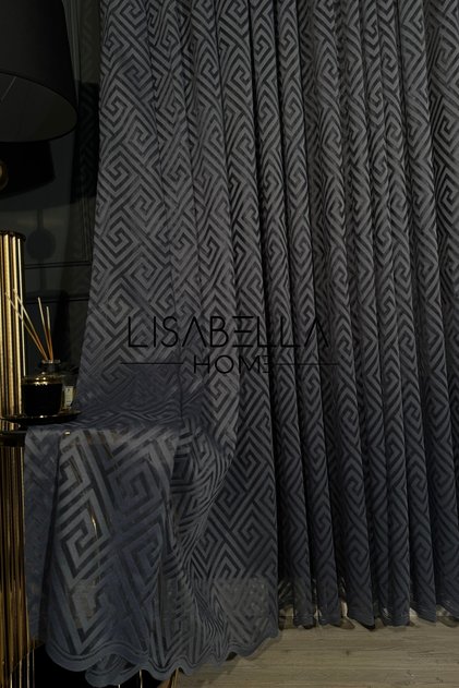 Versalux Tulle Curtain Anthracite Gray (Plain Stitching Without Pleats)
