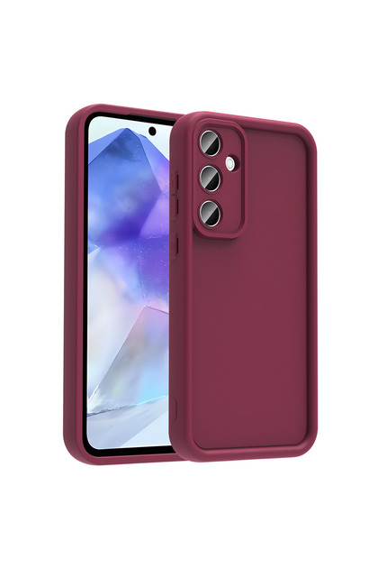 Galaxy A35 Kılıf Kamera Korumalı Yumuşak Dokulu Renkli Silikon Kapak Bordo