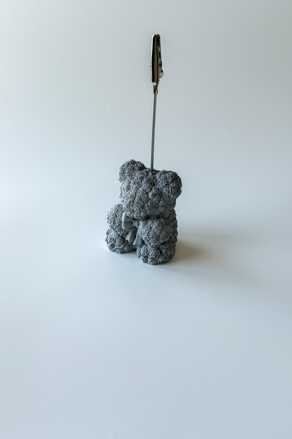Mini Rose Bear Note Holder, Note Holder Gray