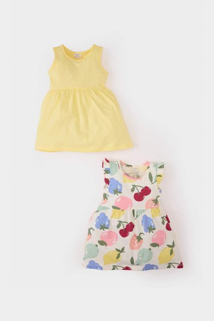 Baby Girl Patterned Short Sleeve 2-Piece Summer Dress C0071A525Sm