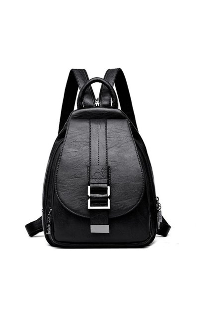 Rucsac Damă Negru Piele Ecologică, Cataramă Argintie Decorativă, 30x22 cm GT517
