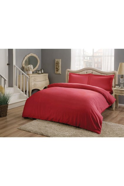 Red Satin Duvet Cover Set Basic Red Without Elastic 200 Cm X 220 Cm